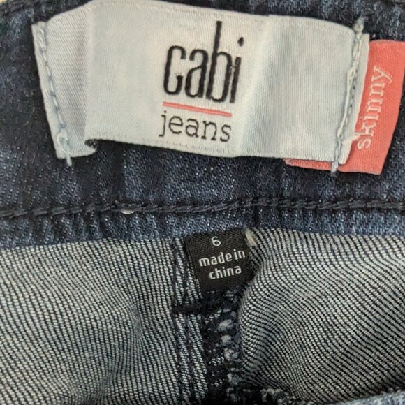 CABI Skinny, Dark Blue Stretch Denim Low Rise Jeans; Size 6 - Picture 3 of 4